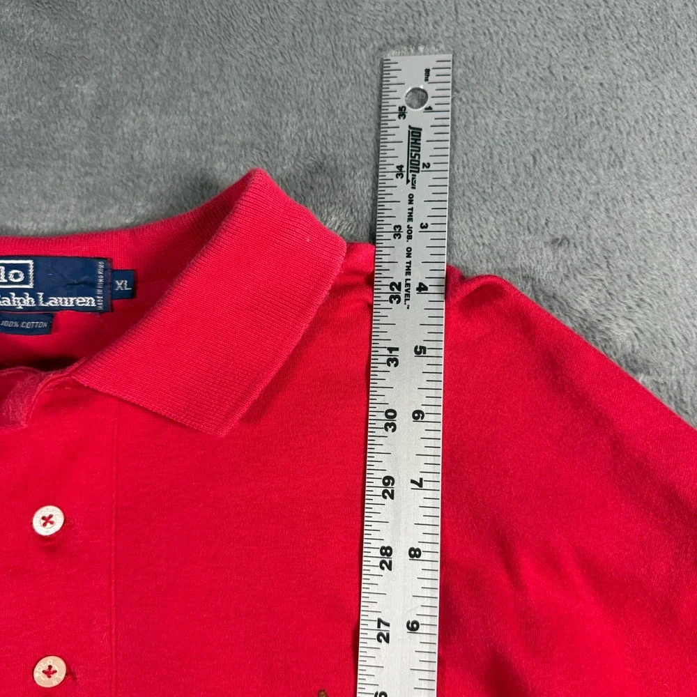 Polo Ralph Lauren Vintage Red Golf‎ Crest Polo Shirt XL Made in Hong Kong Cotton